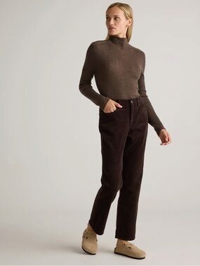 NWT Quince Straight-Leg Corduroy Pants size 10 in Espresso Dark Brown Organic